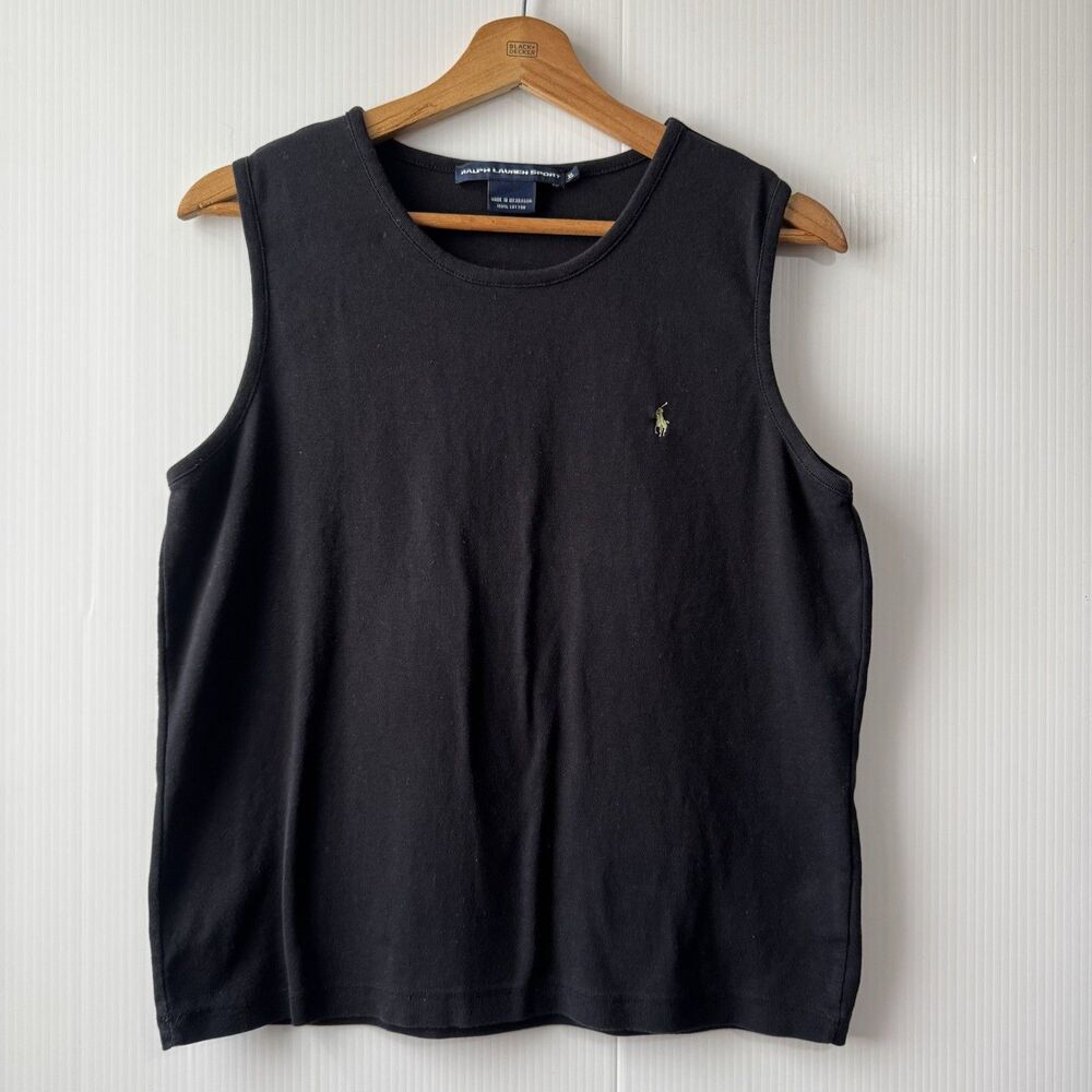 Vintage Ralph Lauren Sport Y2k Women’s Black Tank Top Size XL
